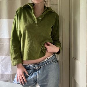 vintage 1970s velour long sleeve polo